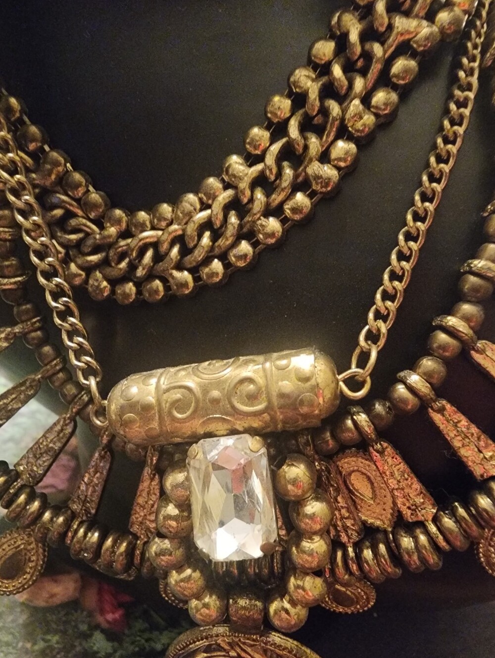 Gold-Tone Chunky Boho Armor Style Necklace - Picture 2 of 3